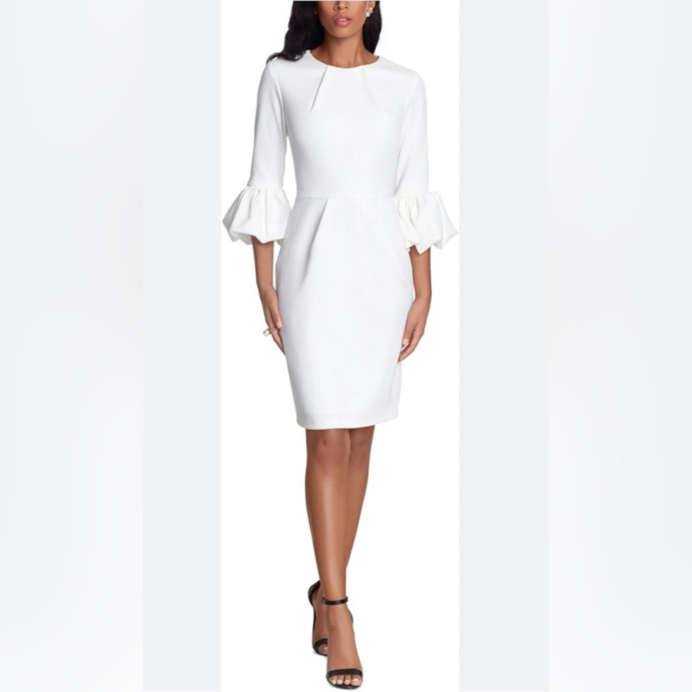 Betsy & Adam Crepe 3/4 Puff Sleeve Dress